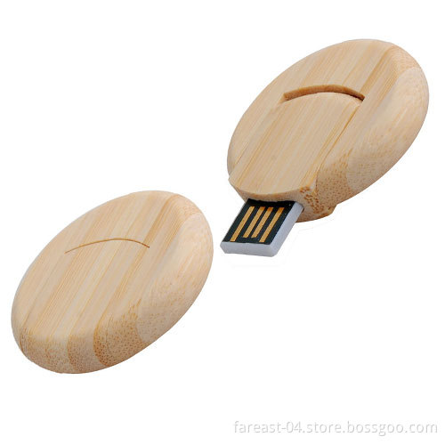 Round Rotary Flash USB Mini Round Wooden USB (UW26)